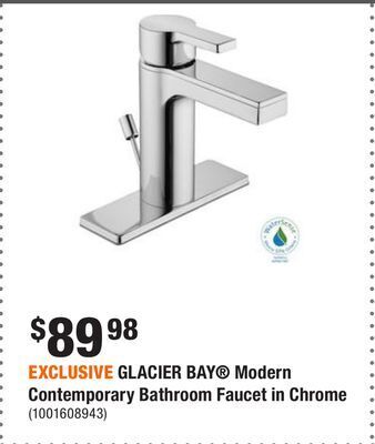 Home Depot Exclusive glacier bay® modern contemporary bathroom faucet in chrome offer