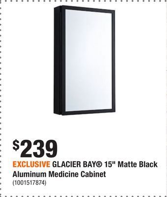 Home Depot Exclusive glacier bay® 15 matte black aluminum medicine cabinet offer