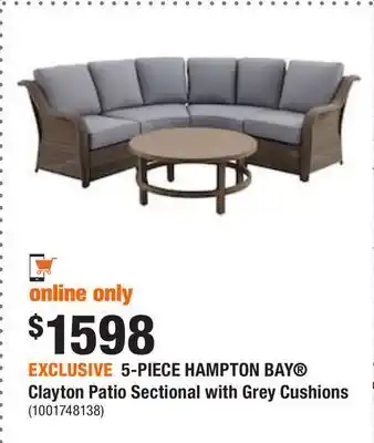 Home Depot Exclusive 5-piece hampton bay® clayton patio sectional with grey cushions offer