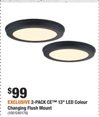 Home Depot Exclusive 2-pack ce™ 13 led colour changing flush mount offer