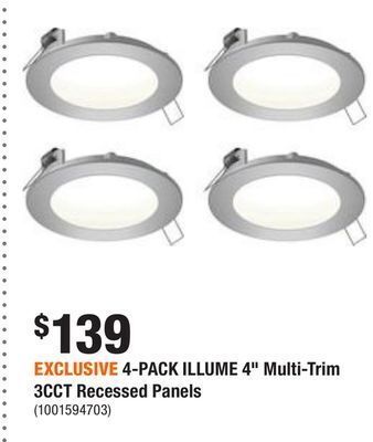 Home Depot Exclusive 4-pack illume 4 multi-trim 3cct recessed panels offer