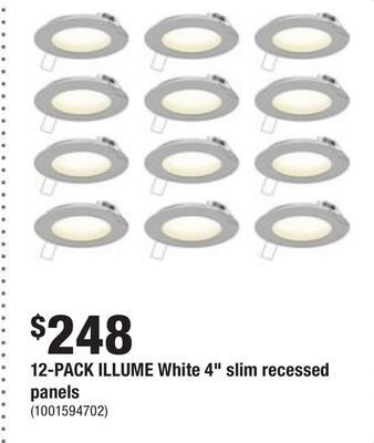 Home Depot 12-pack illume white 4 slim recessed panels offer
