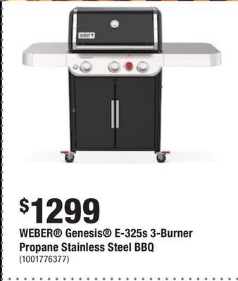 Home Depot Weber® genesis® e-325s 3-burner propane stainless steel bbq offer