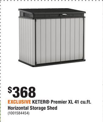 Home Depot Exclusive keter® premier xl 41 cu.ft. horizontal storage shed offer
