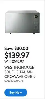 Walmart Westinghouse 30l digital microwave oven offer