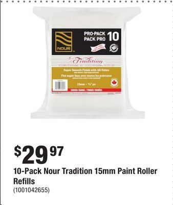 Home Depot 10-pack nour tradition 15mm paint roller refills offer