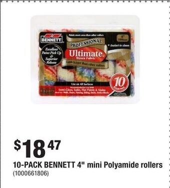 Home Depot 10-pack bennett 4 mini polyamide rollers offer