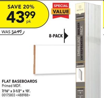 RONA Metrie 8-pack flat baseboards 7/16 x 3-1/2 x 10' offer