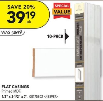 RONA Metrie 10-pack flat casings 1/2 x 2-1/2 x 7' offer