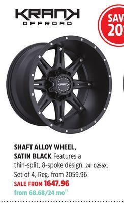 Canadian Tire Krank shaft alloy wheel, satin black offer