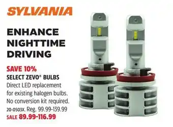 Canadian Tire Sylvania enhance nighttime driving select zevo® bulbs offer