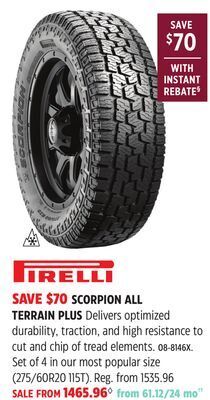 Canadian Tire Pirelli scorpion all terrain plus offer