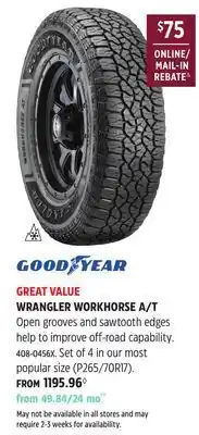 Canadian Tire Good year wrangler workhorse a/t tire offer