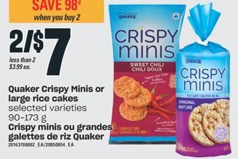 Valu-mart Crispy minis ou grandes galettes de riz quaker 90-173 g offer