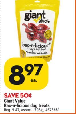 Giant Tiger Giant value bac-n-licious dog treats offer