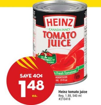 Giant Tiger Heinz tomato juice offer