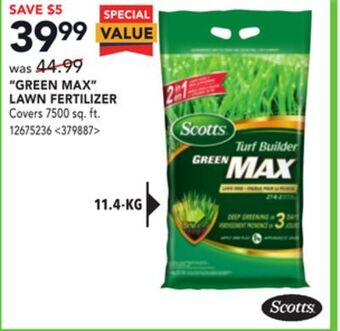 RONA Scotts green max lawn fertilizer offer