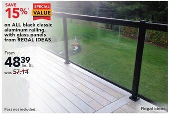 RONA All black classic aluminum railing, with glass panels from regal ideas offer