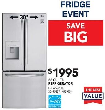 RONA Lg 22 cu. ft. refrigerator offer