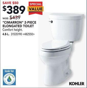 RONA Kohler cimarron 2-piece elongated toilet offer