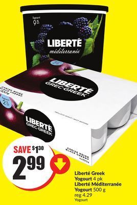 FreshCo Liberté greek yogourt 4 pk liberté méditerranée yogourt 500 g offer
