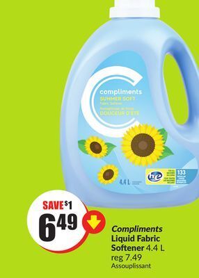 FreshCo Compliments liquid fabric softener 4.4 l offer