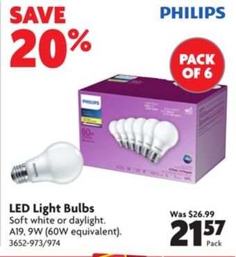 Home Hardware Led light bulbs offer