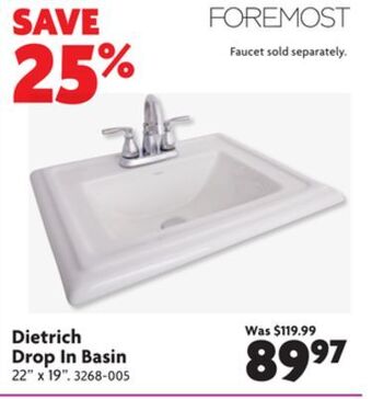 Home Hardware Dietrich drop in basin offer