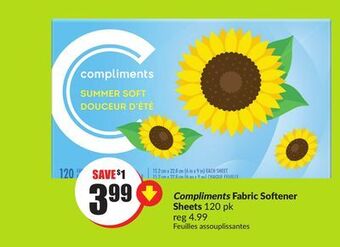 Chalo FreshCo Compliments fabric softener sheets 120 pk offer