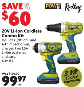 Home Hardware 20v li-ion cordless combo kit offer