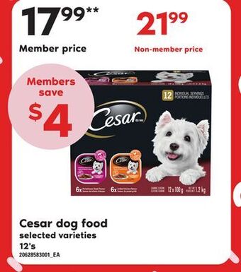 Zehrs Markets Cesar dog food, 12's offer