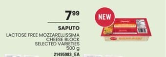 Zehrs Markets Saputo lactose free mozzarellissima cheese block, 500 g offer
