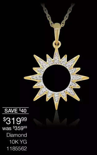 Charm Diamond 10k yellow gold diamond sun pendant offer