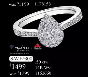 Charm Diamond Glacier fire canadian diamond 0.50ctw pear shaped mystere ring offer