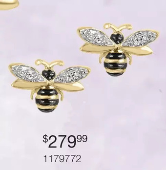 10k yellow gold diamond bee earrings
