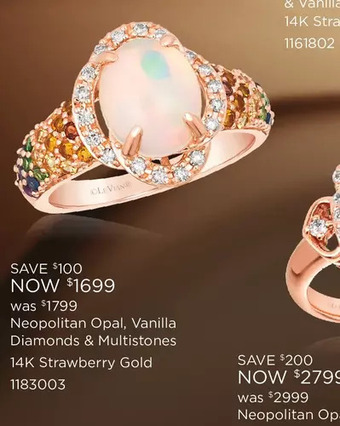 Charm Diamond Le vian 14k rose gold opal, diamond and multistone ring offer
