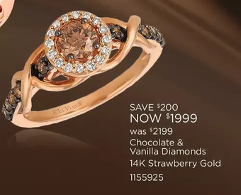 Charm Diamond Chocolate & vanilla diamonds 14k strawberry gold ring offer
