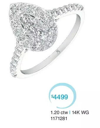 Charm Diamond My diamond story 14k white gold diamond pear cut ring 1.20ctw i1/ghi offer