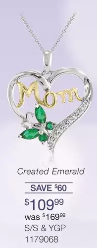 Charm Diamond Sterling silver & yellow gold created emerald & created white sapphire pendant offer
