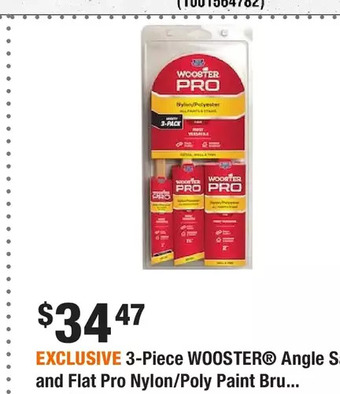 Home Depot 3-piece wooster angle sash and flat pro nylon/poly paint brush offer
