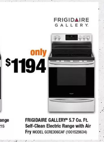 Home Depot Frigidaire gallery 5.7 cu. ft. self-clean electric range with air fry offer