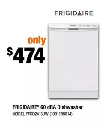 Home Depot Frigidaire 60 dba dishwasher offer