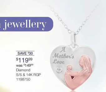 Charm Diamond Sterling silver and rose gold plated mother's love diamond pendant offer