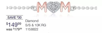 Charm Diamond Sterling silver & rose gold diamond mom bracelet offer