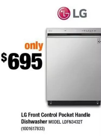 Home Depot Lg front control pocket handle dishwasher offer