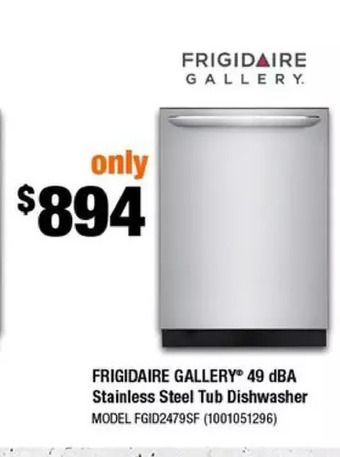 Home Depot Frigidaire gallery 49 dba stainless steel tub dishwasher offer