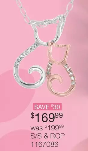 Charm Diamond Sterling silver rose gold diamond cat pendant offer