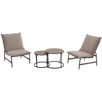Home Depot Norwich 4-piece steel patio conversation set with tan sling fabric offer
