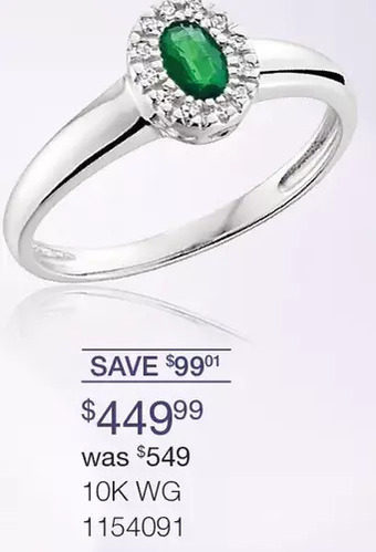 Charm Diamond 10k wg emerald ring offer