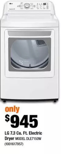 Home Depot Lg 7.3 cu. ft. electric dryer offer